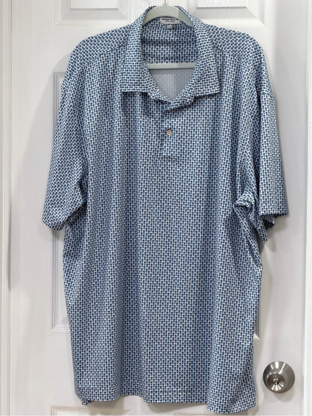 Peter Millar Light Blue Geometric Short-Sleeve Polo